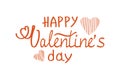 Postcard Template. Valentine's Day inscription, handwritten vector illustration. February 14. Hearts made of wavy