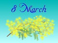 Postcard to March 8 with bouquet of the mimosa