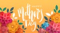 A postcard to the mother's day, with paper flowers and letterin.