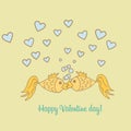 Postcard Valentine Day goldfish