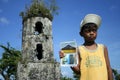 Postcard vendor cagsawa church philippines Royalty Free Stock Photo