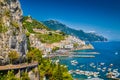 Postcard view of Amalfi, Amalfi Coast, Campania, Italy