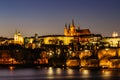 Postcard view of night Prague panorama, capital of the Czech republic.Amazing European cityscape.Prague Castle,Charles Bridge, Royalty Free Stock Photo