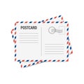 Postcard white paper blank mockup. Vector isolated illustration. Postcard mockup template. Stock vector