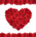 Postcard wih red roses in the shape of the heart. Royalty Free Stock Photo