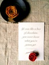 Postcard with words from Forrest Gump and flower Royalty Free Stock Photo