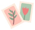 Postcards color icon. Cute vintage mail drawing Royalty Free Stock Photo