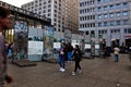 Postdamer Platz between east and west side of Berlin with the memorial of the famous Berlins wall