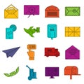 Poste service icons doodle set