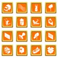 Poste service icons set orange square