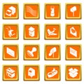 Poste service icons set orange square vector