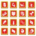 Poste service icons set red square vector