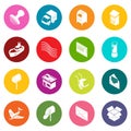 Poste service icons set colorful circles vector