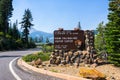 Posted sign for Kohm Yah-mah-nee Visitor Center in Lassen Volcanic National Park, Northern California