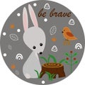 Be brave little hare - vector illustration, eps