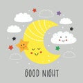 Poster with cute moon,star and cloud