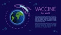 Poster accine for world. Vaccination distribution worldwide coronavirus.