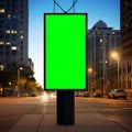 poster add on an electric poll in downtown san diego with green screen for image