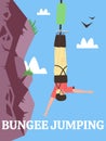 Poster for advertise extreme sport or fun adrenaline entertainment bungee jumping