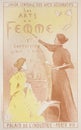 The poster of advertisment of women`s arts exhibition in the vintage book Les Maitres de L`Affiche, by Roger Marx, 1897