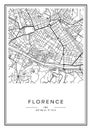 Black and white printable Florence city map, poster design.