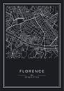 Black and white printable Florence city map, poster design.