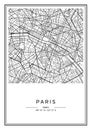 Black and white printable Paris city map, poster design. Royalty Free Stock Photo