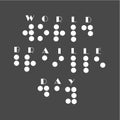 Poster for annual celebration of World Braille Day January 4 with text World Braille Day made by braille alphabet. world braill Royalty Free Stock Photo