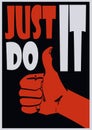 Poster with approve hand and signature just do it. Vector eps 10