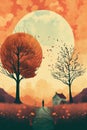 Poster background for Autumn fest. Illustration AI Generative