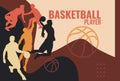 poster banner basketball player silhouette, basketball perfect for logo