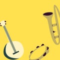Poster or banner for the jazz festival with music instruments. Royalty Free Stock Photo