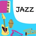 Poster or banner for the jazz festival with music instruments Royalty Free Stock Photo