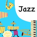 Poster or banner for the jazz festival with music instruments Royalty Free Stock Photo