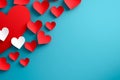 Poster or banner with papercut hearts symbol of love and Valentine day.