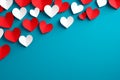 Poster or banner with papercut hearts symbol of love and Valentine day.