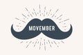 Poster and banner with text Movember and mustache