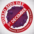 Banning Signal over HIV Virus for World AIDS Day Celebration, Vector Illustration