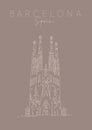 Poster Barcelona Sagrada Familia brown