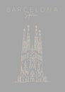 Poster Barcelona Sagrada Familia grey