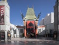 Poster of Batman movie at the entrance of TCL Chinese Theatre in Los Angeles, California