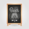 Poster with Beer in mag. Chalk drawing on blackboard Royalty Free Stock Photo