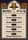 Poster for beer pub with live music with a hipster Royalty Free Stock Photo