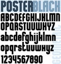 Poster black classic font and numbers, geometric letters.