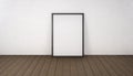 Poster with black frame mockup standing on the floor. 3d rendering Royalty Free Stock Photo