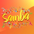 Poster for brazil dance Samba on carnival in Rio. Confetti around the inscription