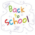 Poster Back to school bright letters on a white background hand drawn lines Creative design young theme modern concept