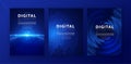 Poster brochure cover banner presentation layout template, technology digital futuristic internet network connection blue Royalty Free Stock Photo