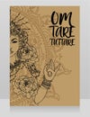 Poster with buddhist mantra `om tare tuttare`