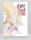 Poster with buddhist mantra `om tare tuttare` Royalty Free Stock Photo